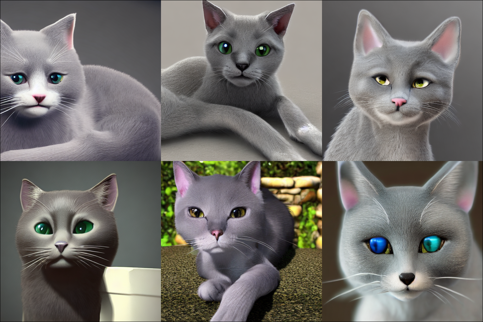 อีกตัวอย่างหนึ่งของแมวสีเทาในสไตล์ "Unreal Engine"