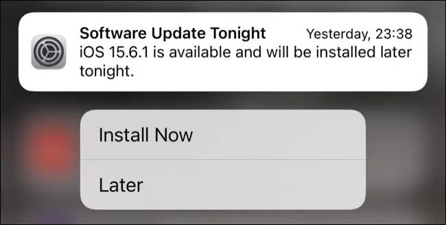 iOS を更新するための iPhone のリマインダー