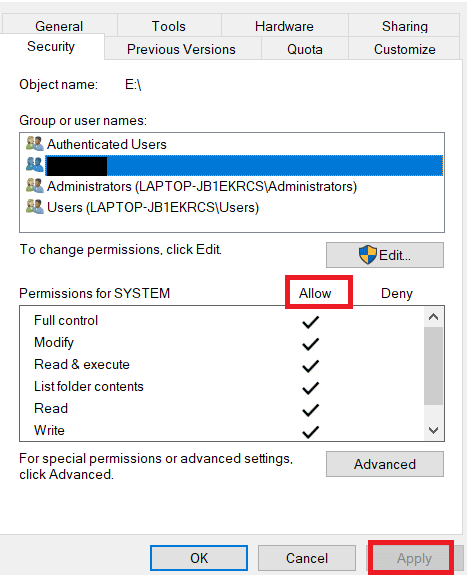 Cliquez sur Tout le monde et cochez toutes les cases sous Autoriser et cliquez sur Appliquer. Correction de l'erreur d'installation OBS dans Windows 10