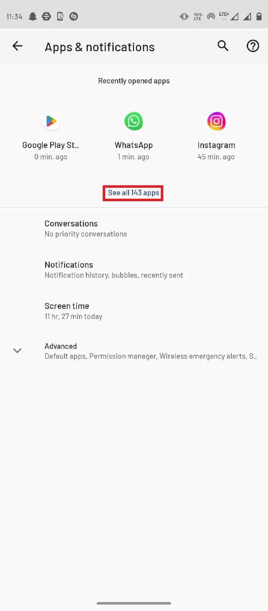 Appuyez sur Voir toutes les applications