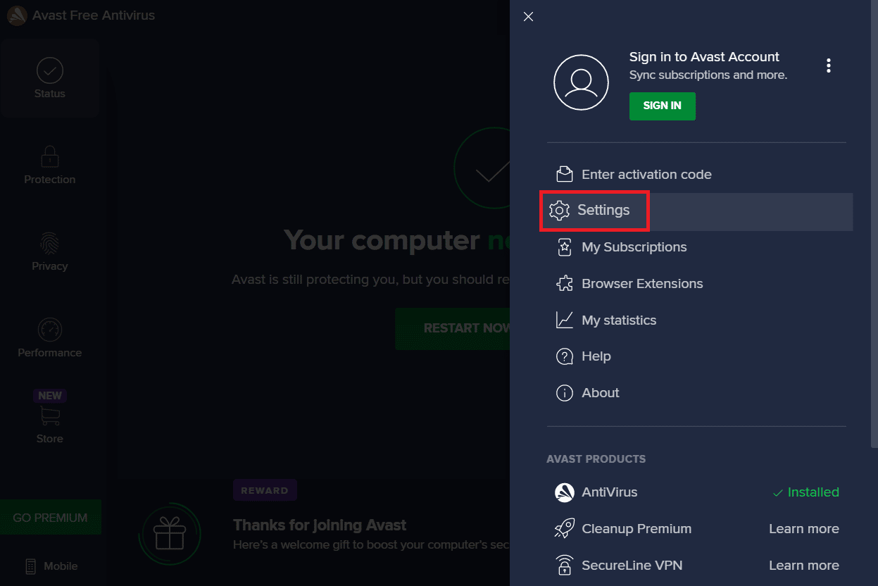 нажмите Настройки. Исправить ошибку Steam 53 в Windows 10