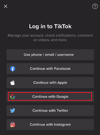 Нажмите «Продолжить с Google».