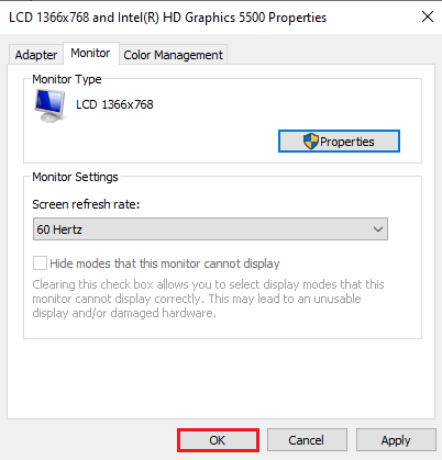Нажмите кнопку ОК. Исправление 144 Гц, которое не отображается в Windows 10