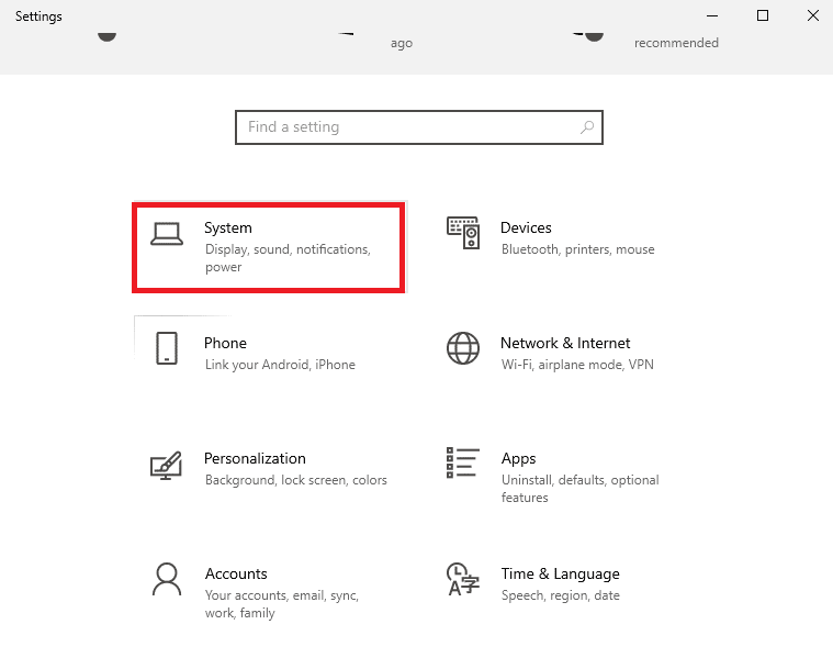 нажмите на настройку системы. Исправление 144 Гц, которое не отображается в Windows 10