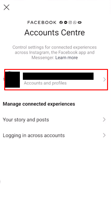 ketuk akun Facebook yang telah Anda tautkan ke Instagram Anda | Cara Menghapus Instalasi Pembaruan di Instagram