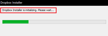Initialisation du programme d'installation de Dropbox