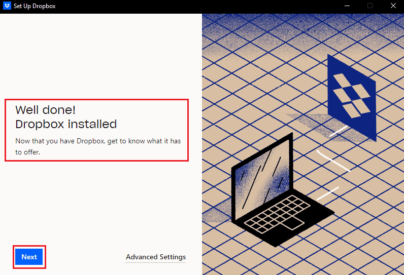 Bien fait. Dropbox installé