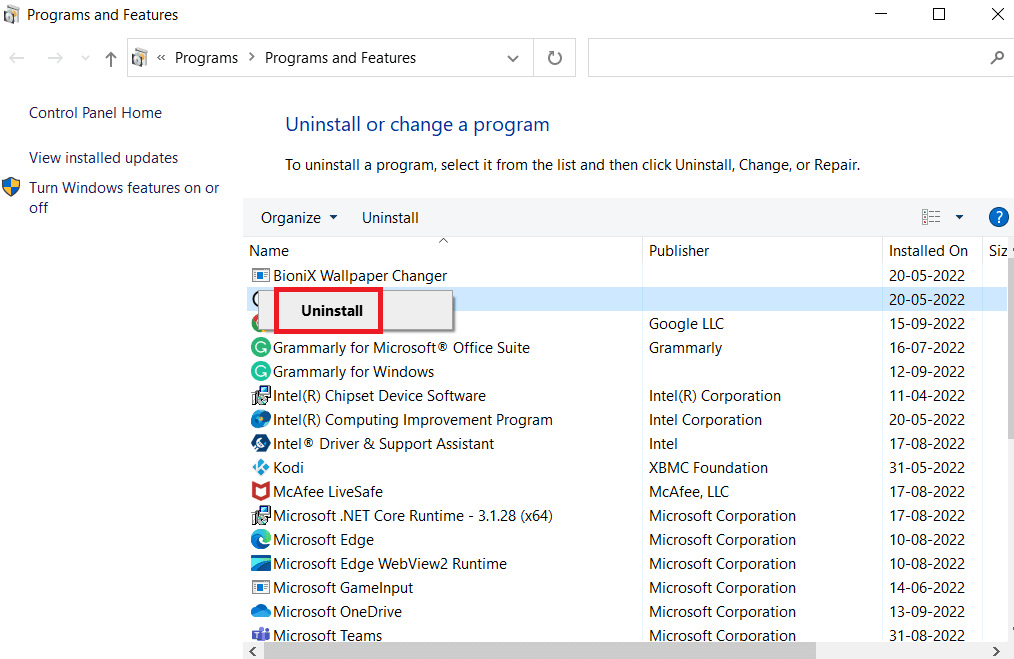 faites un clic droit sur dropbox et cliquez sur désinstaller. Comment résoudre l'erreur 413 de Dropbox com dans Windows 10