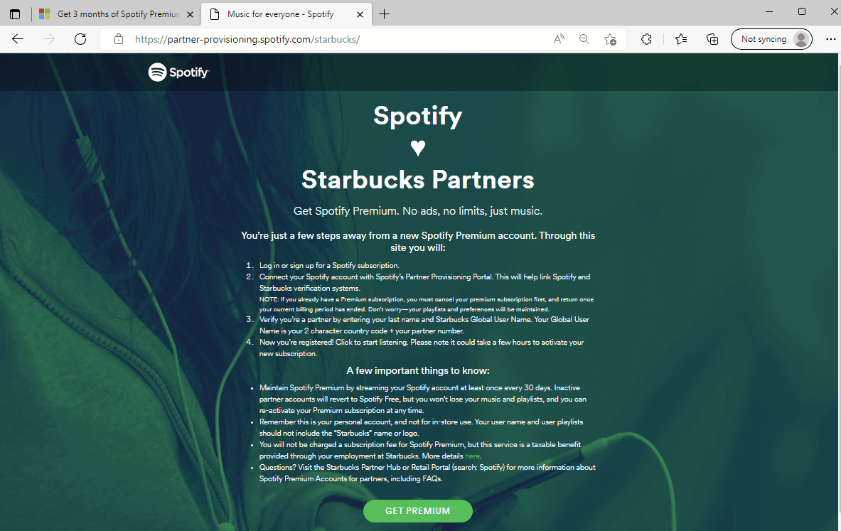 スターバックスの従業員向けのSpotify