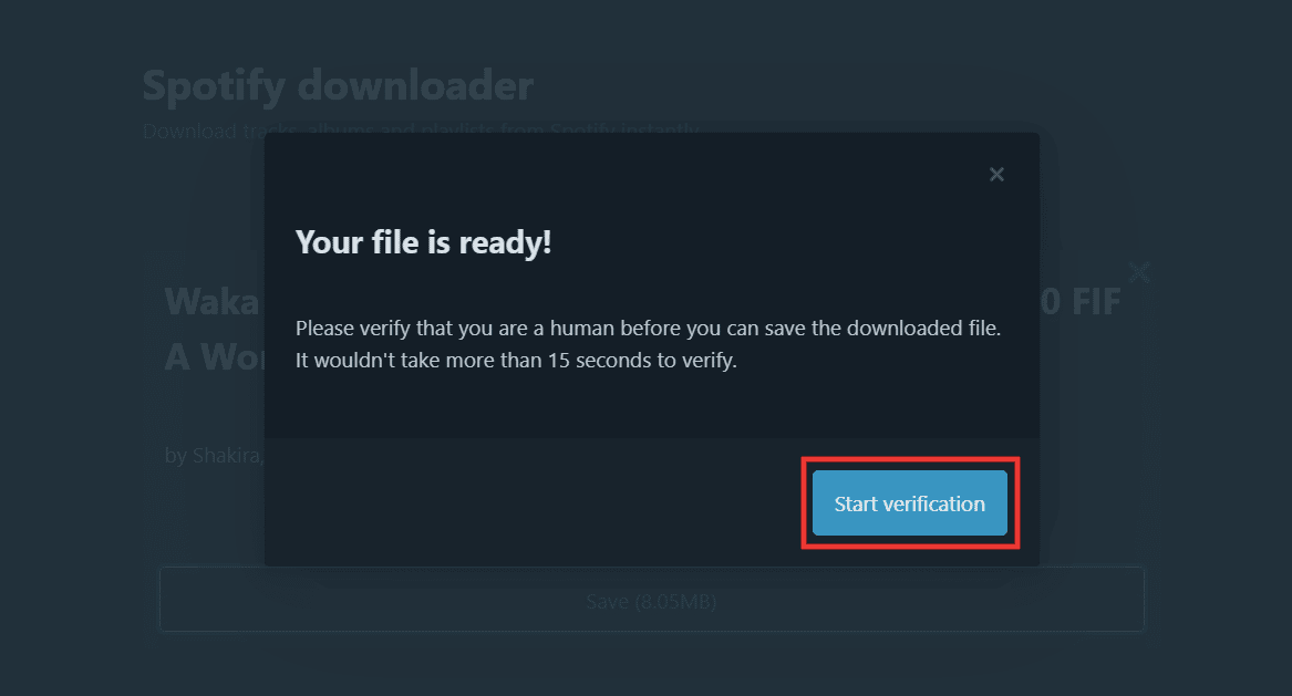 確認の開始をクリックします。 Spotify Premiumを永久に無料で入手する9つの方法