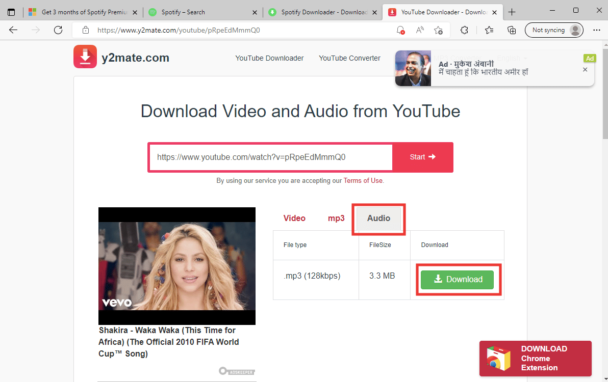 [オーディオ] をクリックし、[ダウンロード] をクリックします。 Spotify Premiumを永久に無料で入手する9つの方法