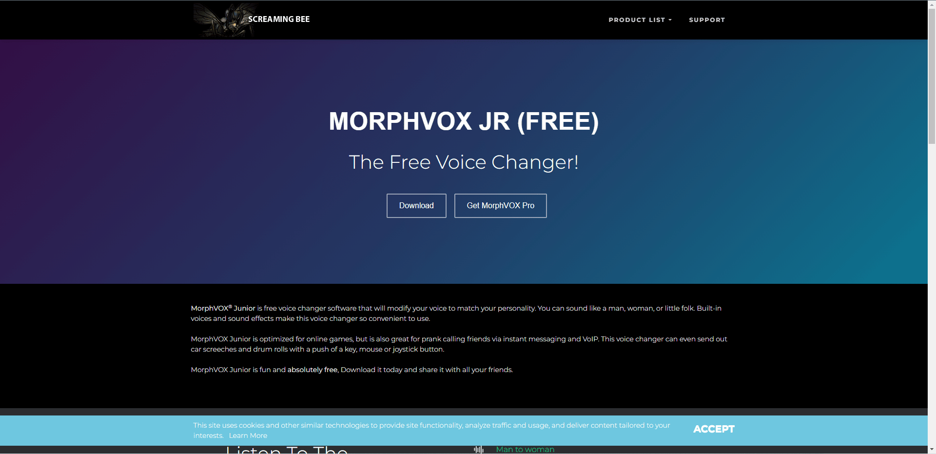 เว็บไซต์ทางการของ MorphVox