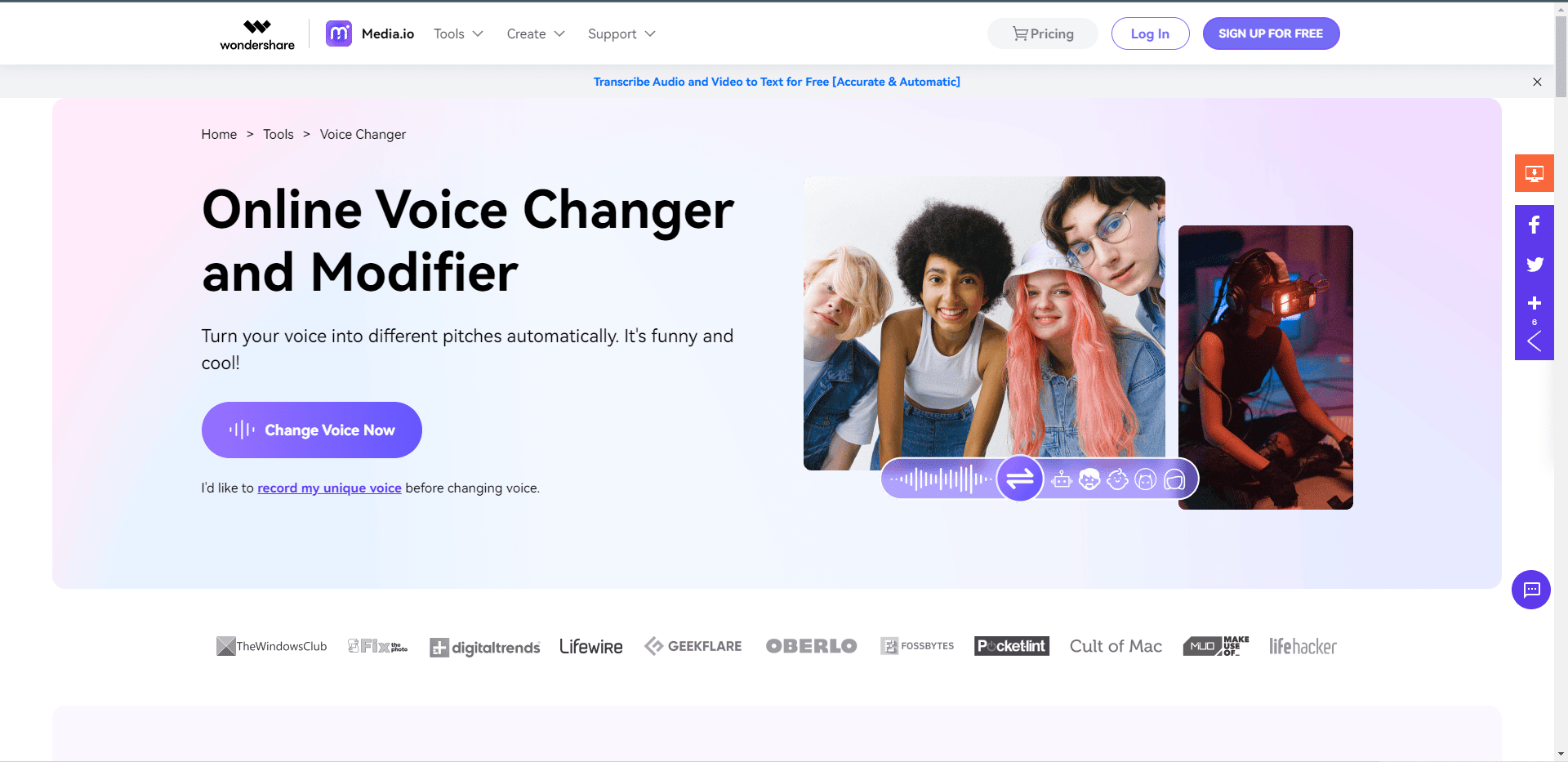 เว็บไซต์อย่างเป็นทางการของ Media.io