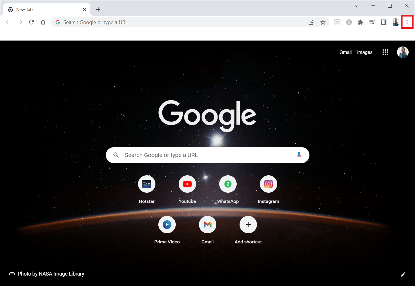 Google Chrome を開き、3 つの縦のドットをクリックします。 Twitchエラー＃4000を修正する9つの方法