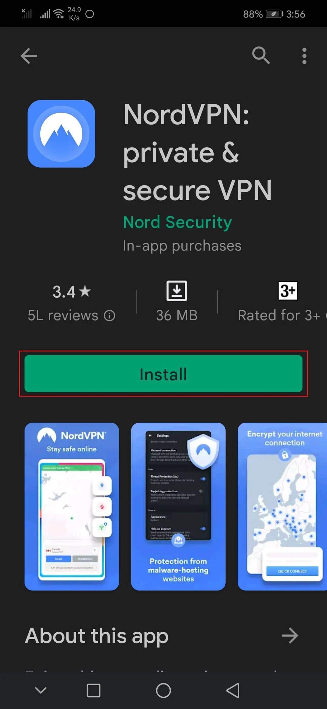 NordVPN Android-App im Playstore. | Öffnen Sie Spotify auf einem Schul-Chromebook