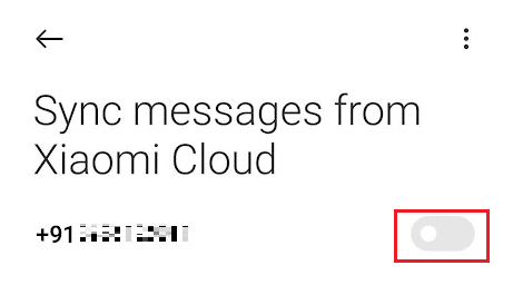 Désactivez la bascule pour le numéro de téléphone que vous souhaitez désactiver la synchronisation des messages