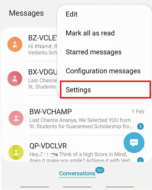 Appuyez sur Paramètres | Comment désactiver la sauvegarde et la synchronisation des messages AT&T