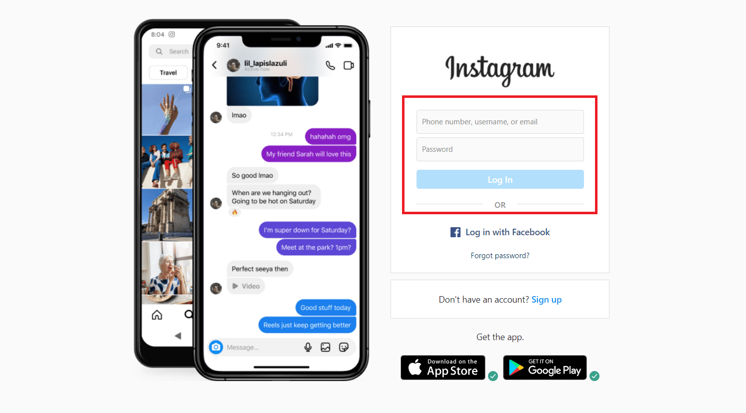 Accédez au site Web d'Instagram et connectez-vous à l'aide des identifiants de connexion | voir les SMS de votre mari sur AT&T