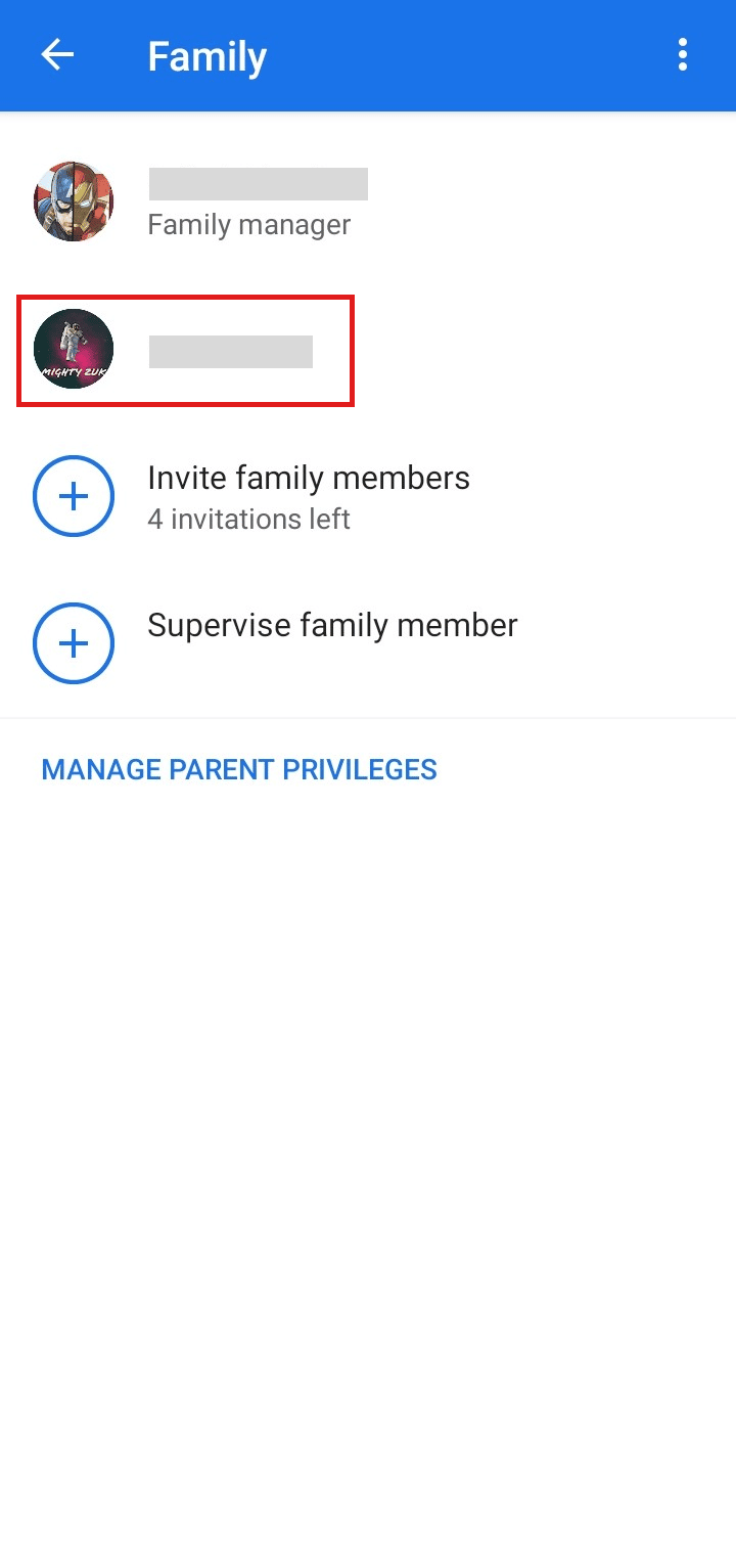 Appuyez sur le compte dont vous souhaitez restreindre le contenu. | Comment changer de messagerie pour le contrôle parental dans Google