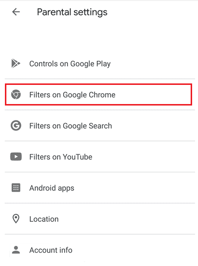 Atingeți Gestionați setările - Filtre pe Google Chrome | controlul parental poate vedea modul incognito