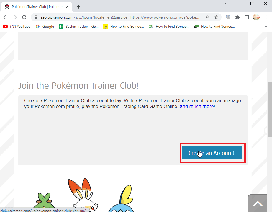 clique em Criar uma conta. Corrigir o problema de falha de login do Pokemon GO