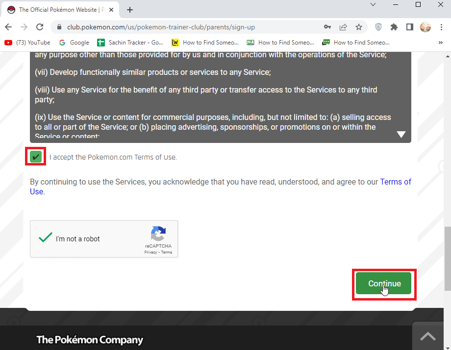 clique em Aceito os Termos e Condições do Pokemon.com. Corrigir o problema de falha de login do Pokemon GO