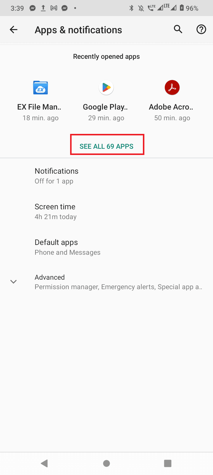 toque em ver todos os aplicativos. Corrigir o problema de falha de login do Pokemon GO