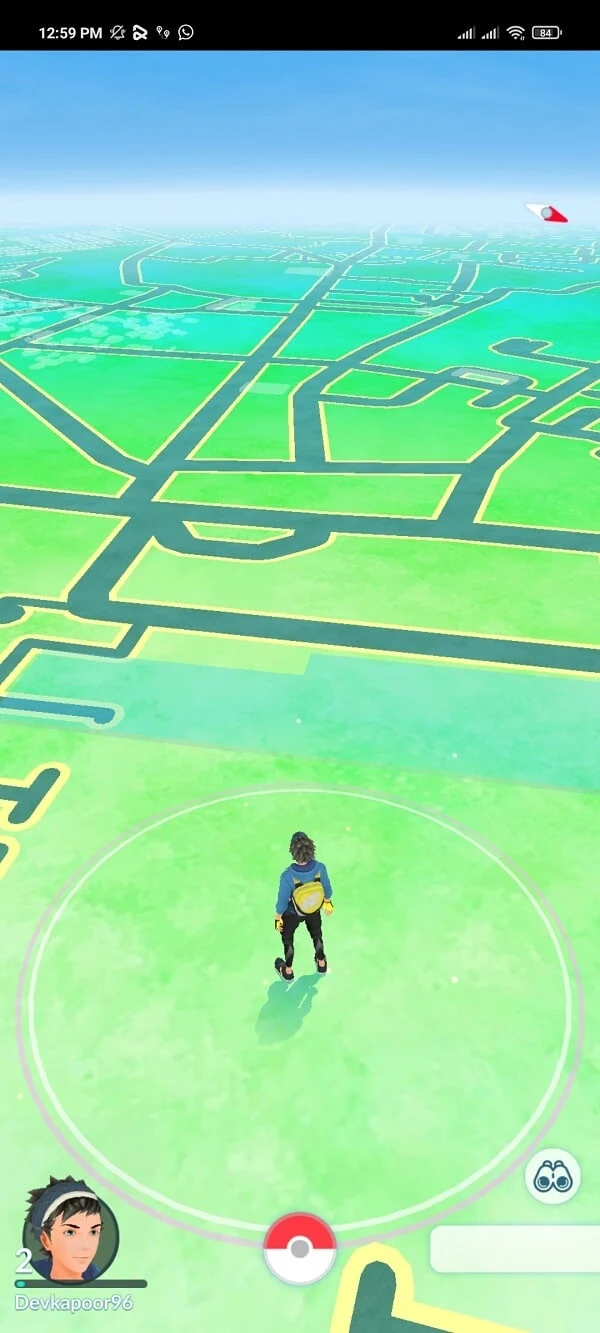 inicie o jogo Pokemon Go e você verá que está em um local diferente