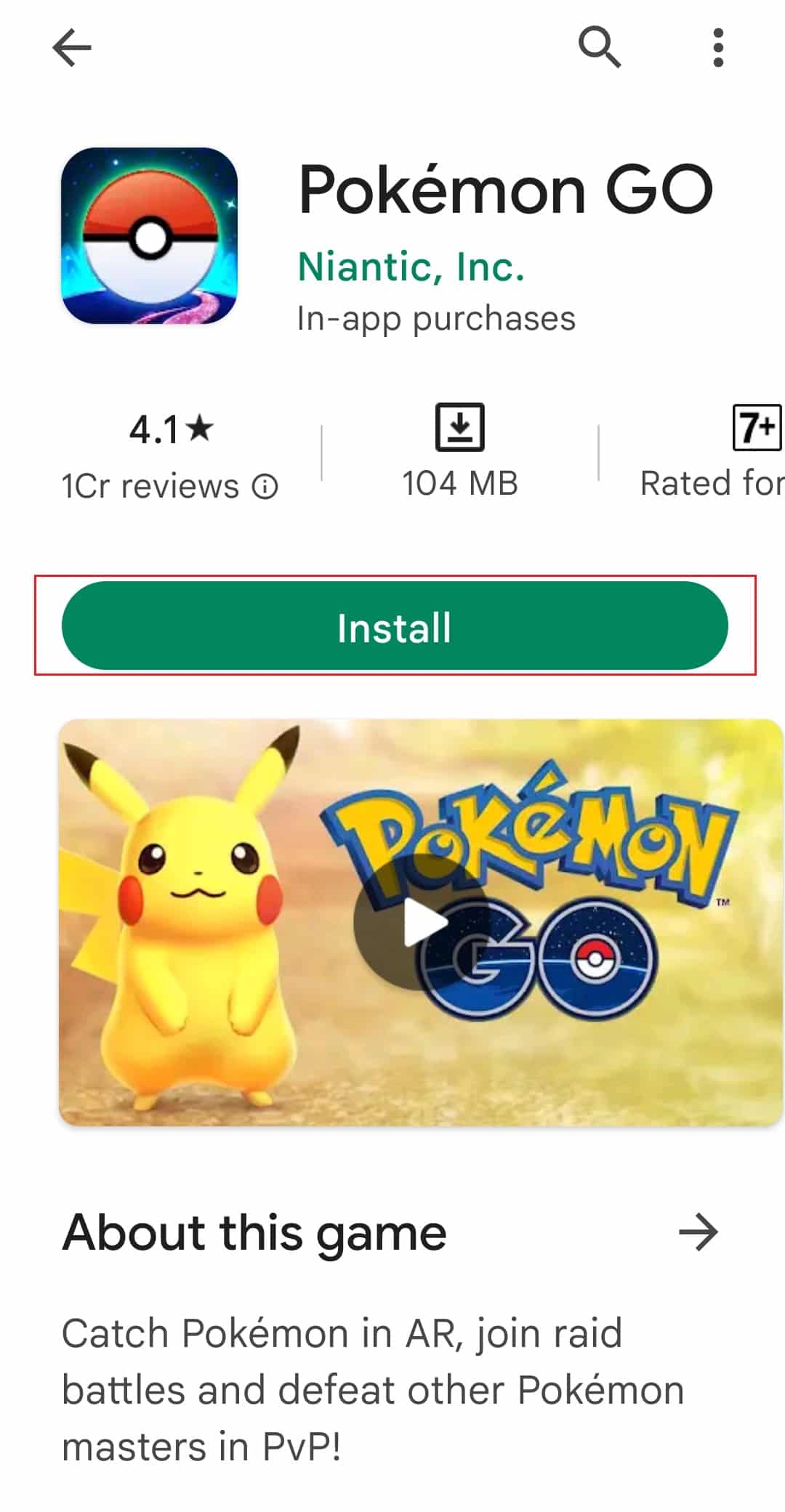 installa pokemon go