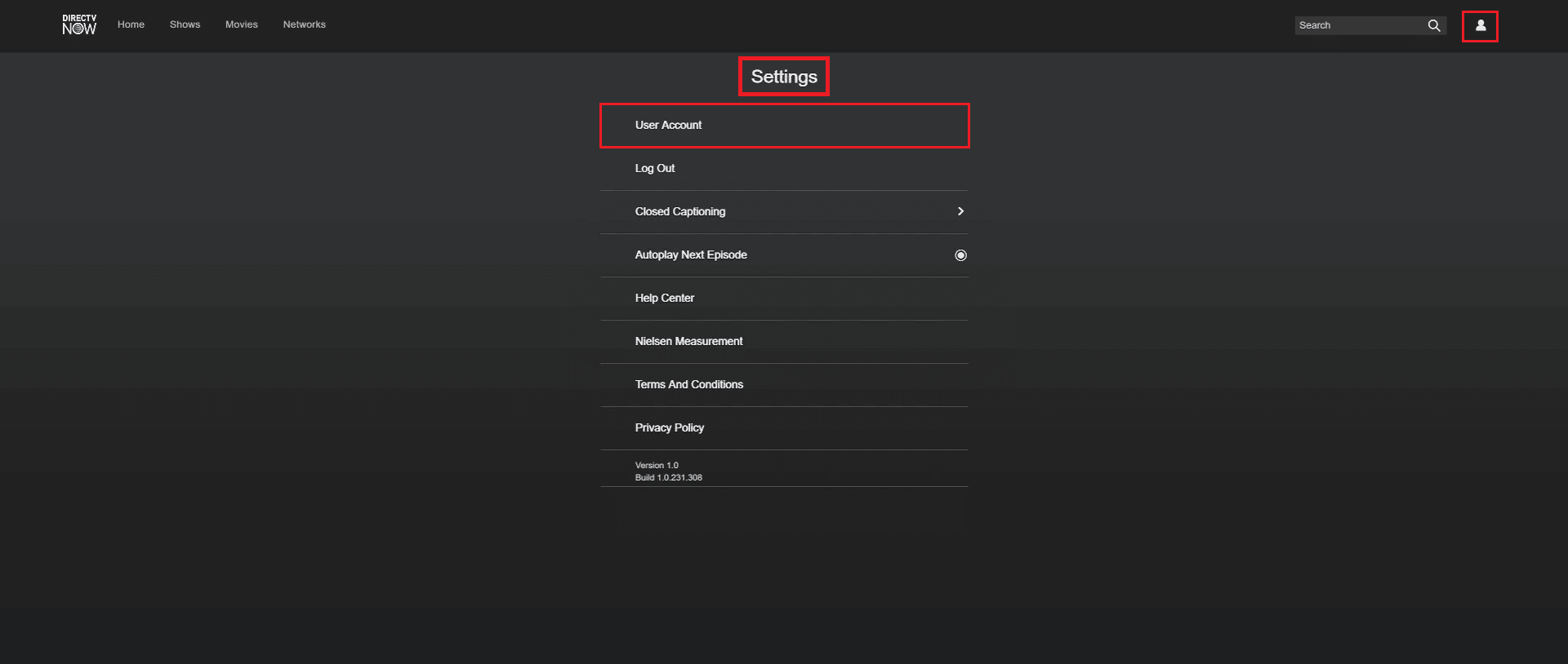 configuração de conta de usuário do directTV