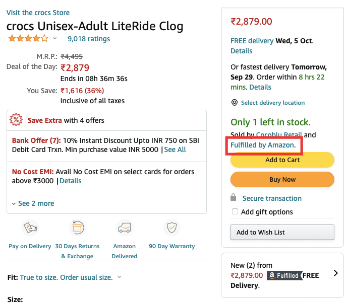 Cumprido pela tag Amazon na página do produto