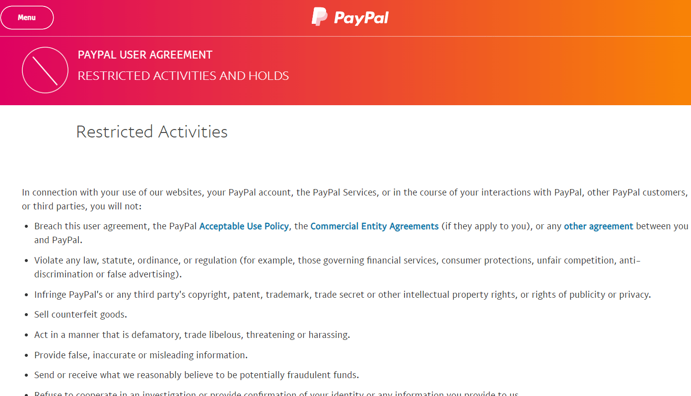 제한된 활동 및 보류 PayPal | PayPal 비즈니스 계정을 삭제하는 방법