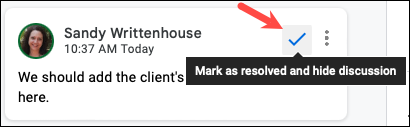 Marque para resolver un comentario