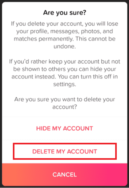 แตะที่ลบบัญชีของฉัน แก้ไข Tinder Matches หายไปบน Android