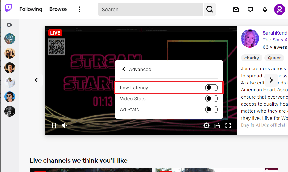 قم بتبديل خيار Low Latency (زمن الاستجابة البطيء). إصلاحات سهلة لمشكلات Twitch Lagging