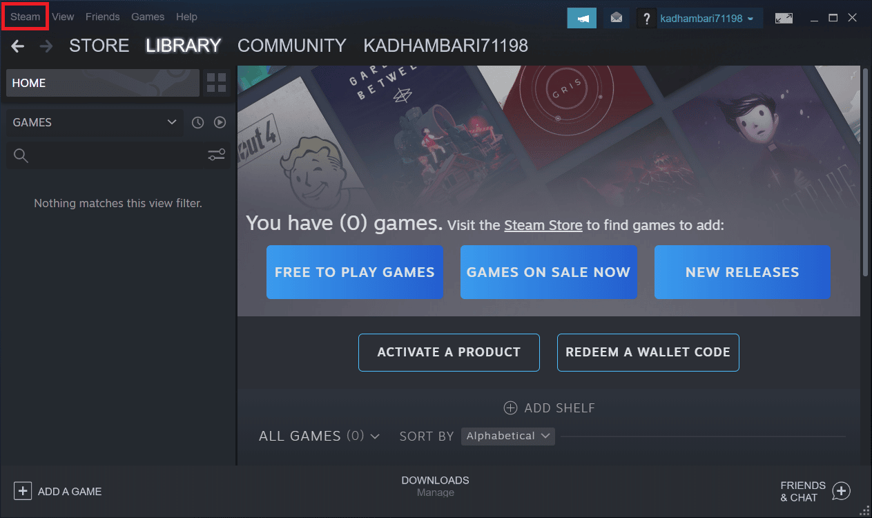 Clique em Steam na barra de menus. Corrigir Civ 5 continua travando no Windows 10