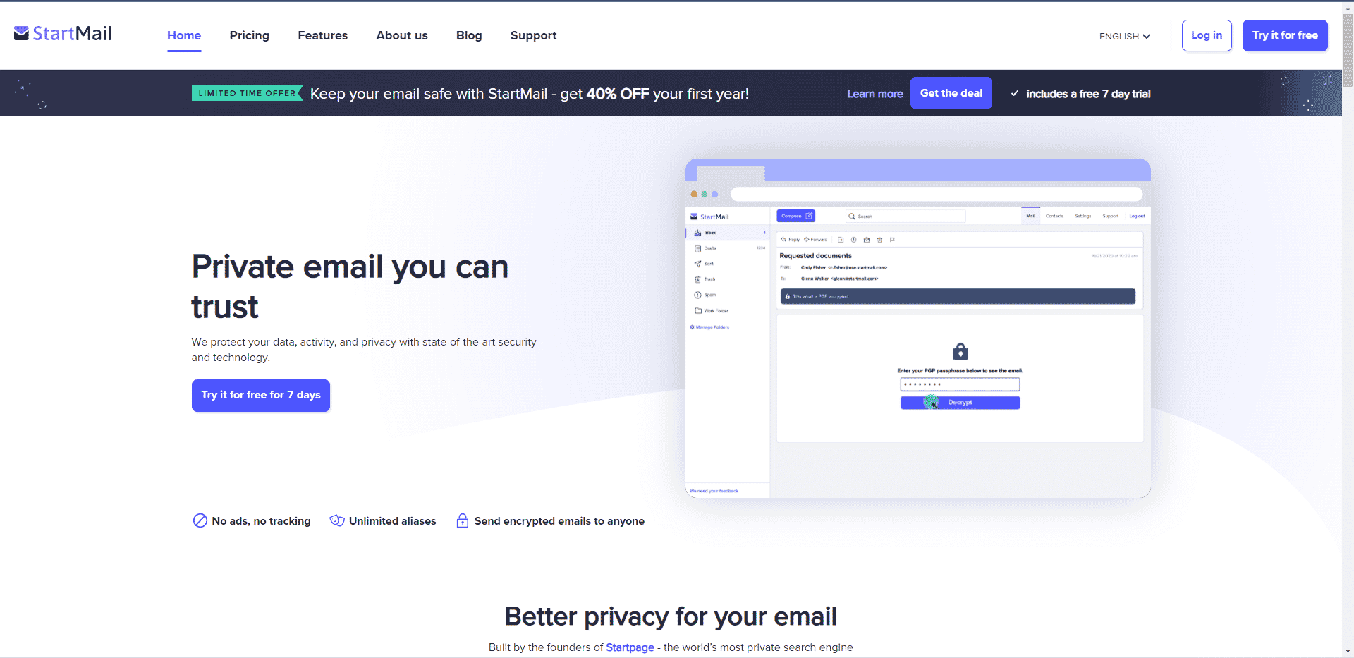 الموقع الرسمي StartMail. أفضل بدائل مجانية لـ Gmail