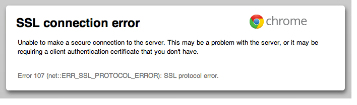 Eroare de conexiune SSL în Chrome