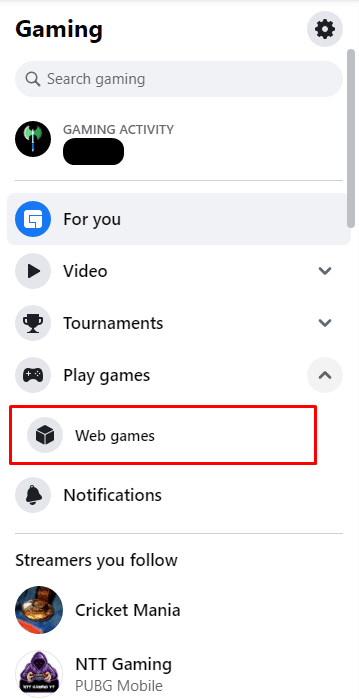 Selecione jogos da Web.