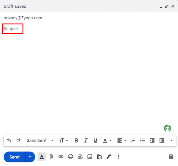 Insira o assunto como Solicitação para excluir minha conta.