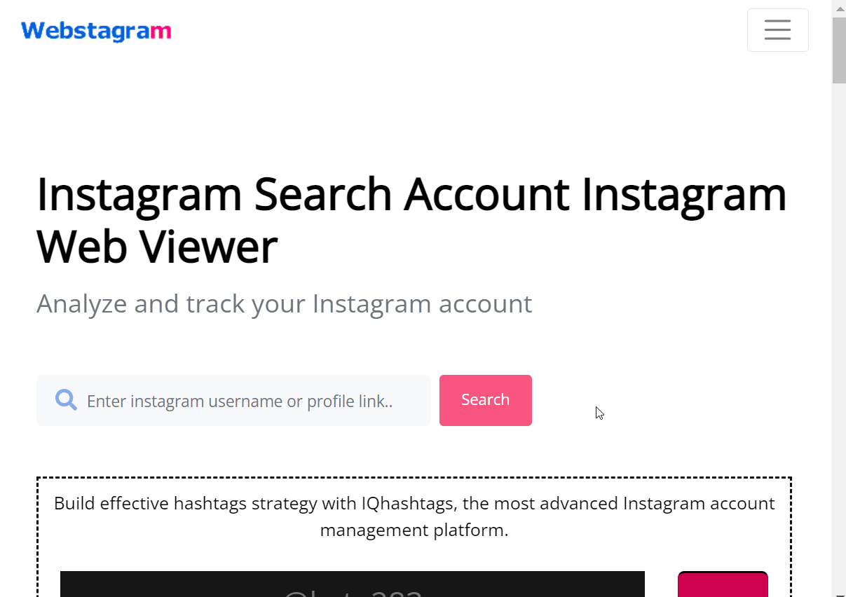 Pagina de căutare Webstagram. Metode de căutare a utilizatorilor Instagram după nume și locație
