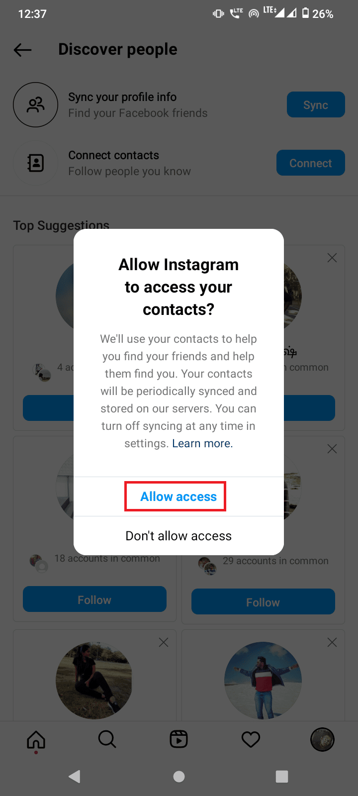 atingeți permite accesul