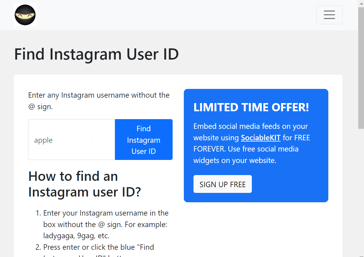 oda unei pagini web ninja. Metode de căutare a utilizatorilor Instagram după nume și locație