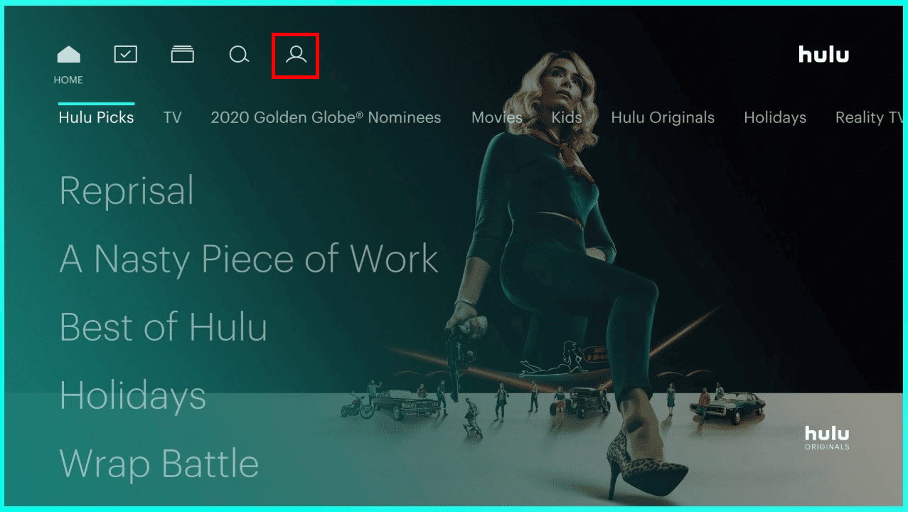 訪問電視上的 Hulu 應用程序並選擇個人資料圖標