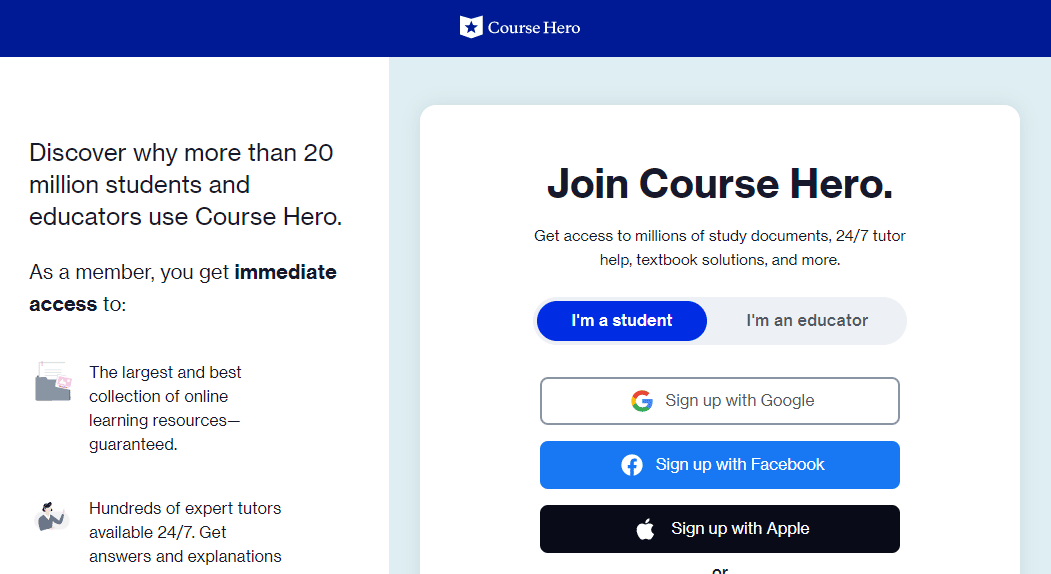 قم بتسجيل الدخول إلى Course Hero