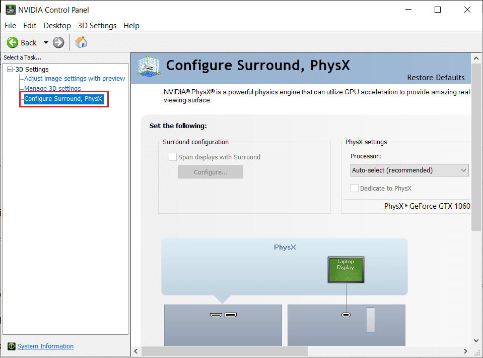 Surround Physx NVIDIA Kontrol panelini yapılandırın