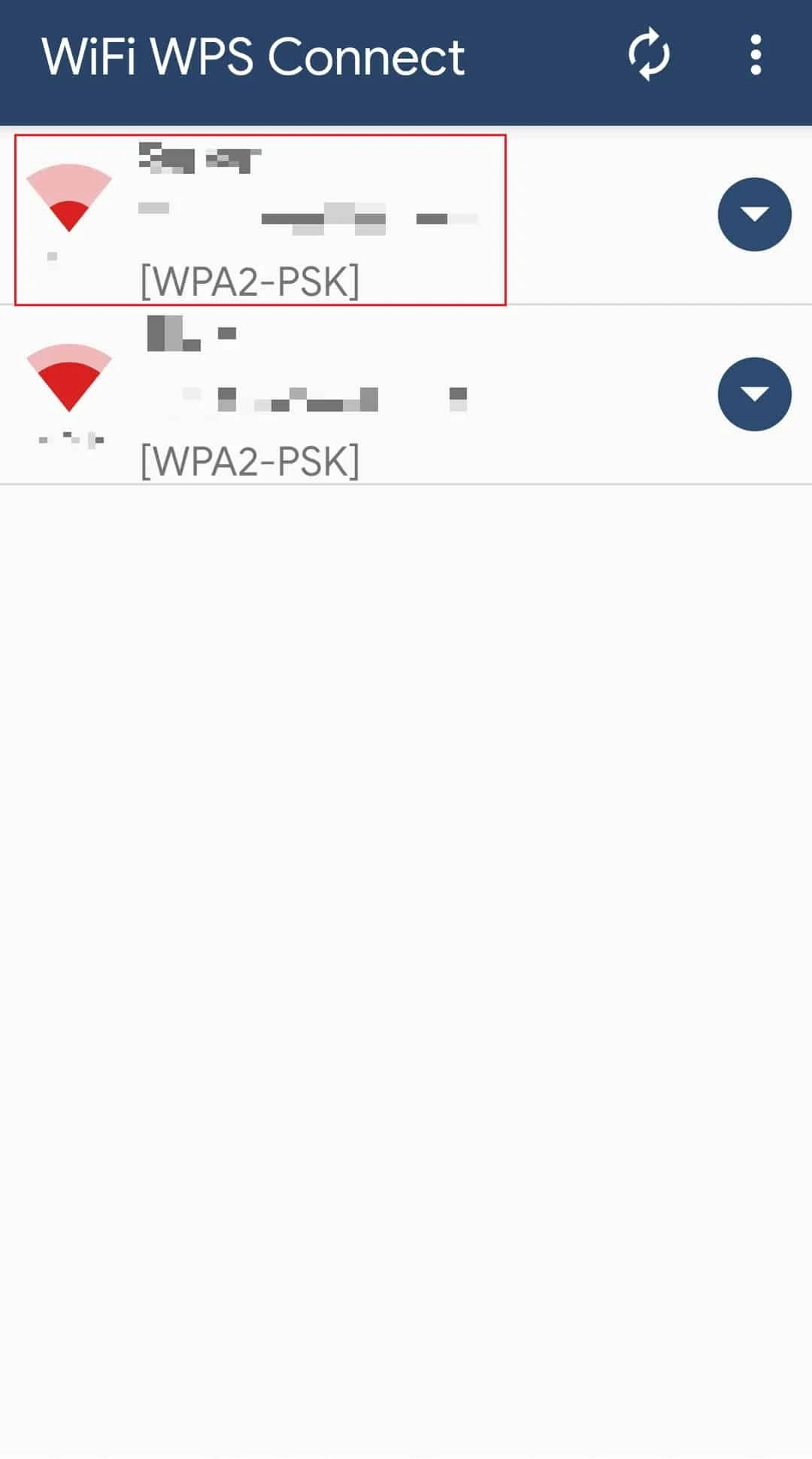 pilih jaringan di aplikasi android WiFi WPS Connect