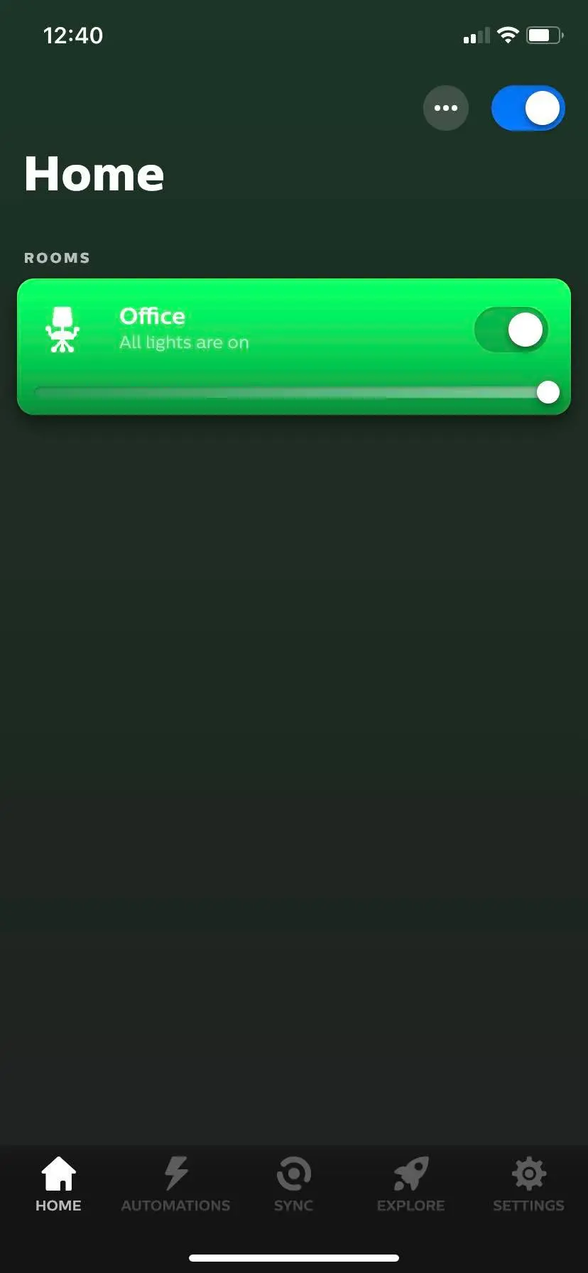 Exibição de salas de aplicativos Philips Hue