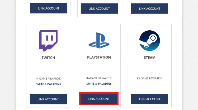 Listeden PS4 sekmesini bulun ve HESABI BAĞLA üzerine tıklayın