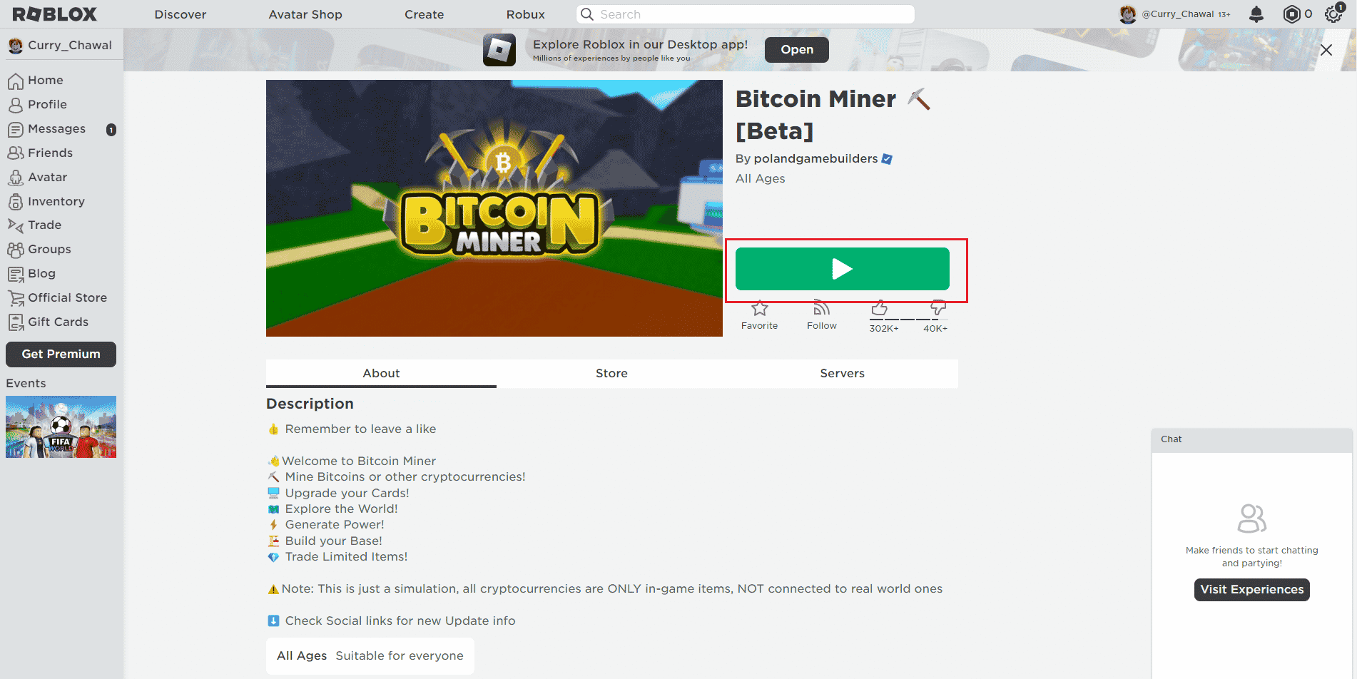 Страница Roblox Bitcoin Miner